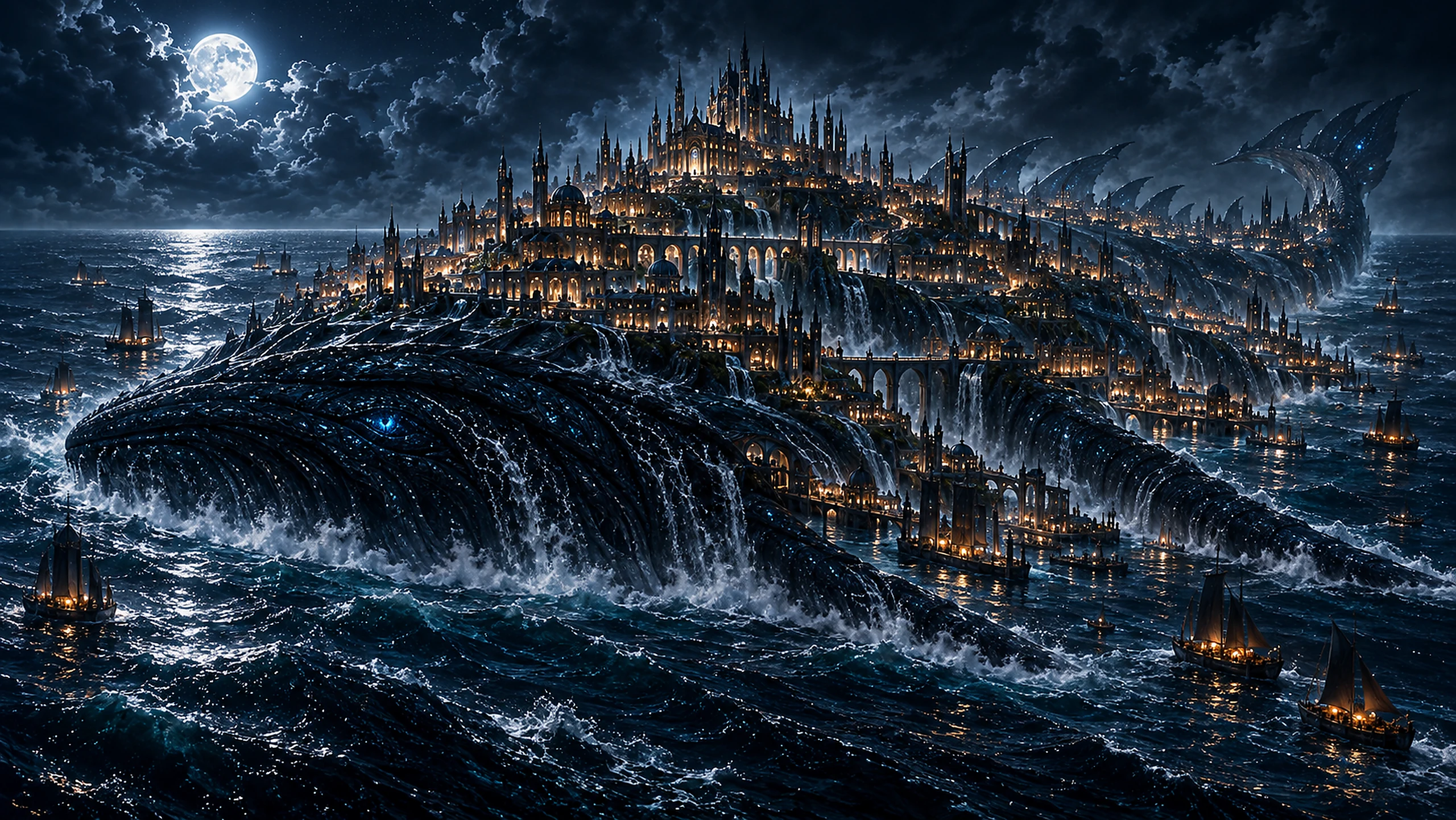 A vast city built across the back of a leviathan moving through the Black Reach